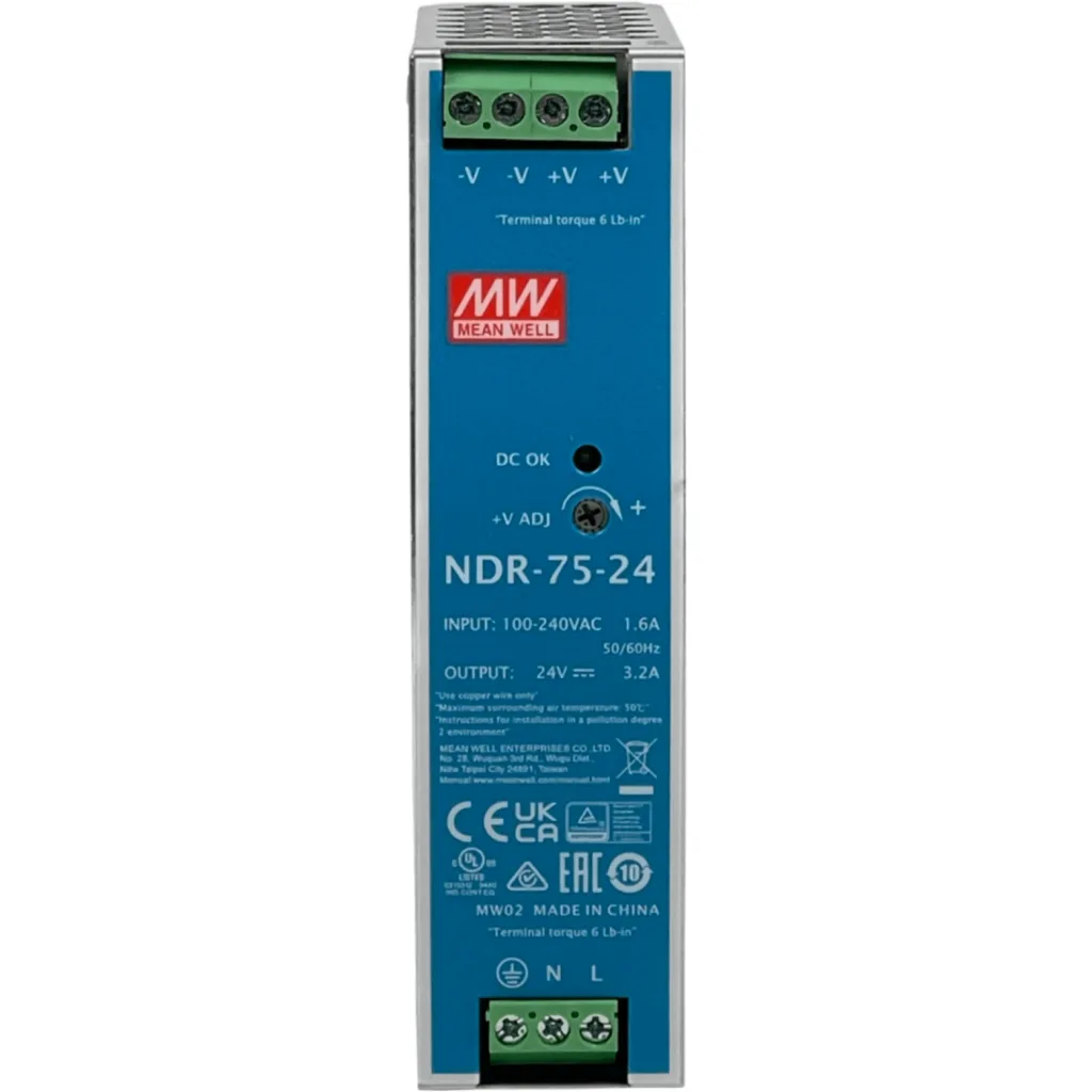 Imagen 3 de MEANWELL 24VDC 76W 3,2A ajust/24-28V Ancho-33mm Riel-DIN Fuente Poder