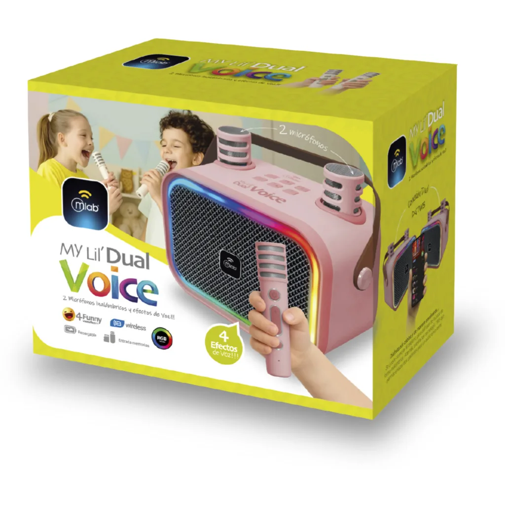 Imagen 2 de MLAB KARAOKE MY LiL VOICE LUZ RGB 2 MICROFONOS INALAMBRICOS PINK