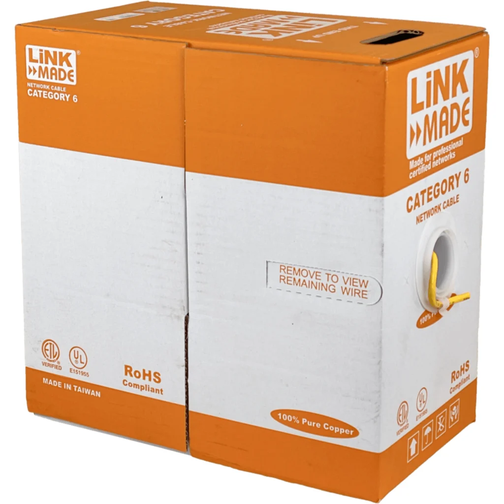 Imagen 3 de Cable Linkmade CAT6 UTP Unifilar Cobre Caja 305 MT Color Amarillo