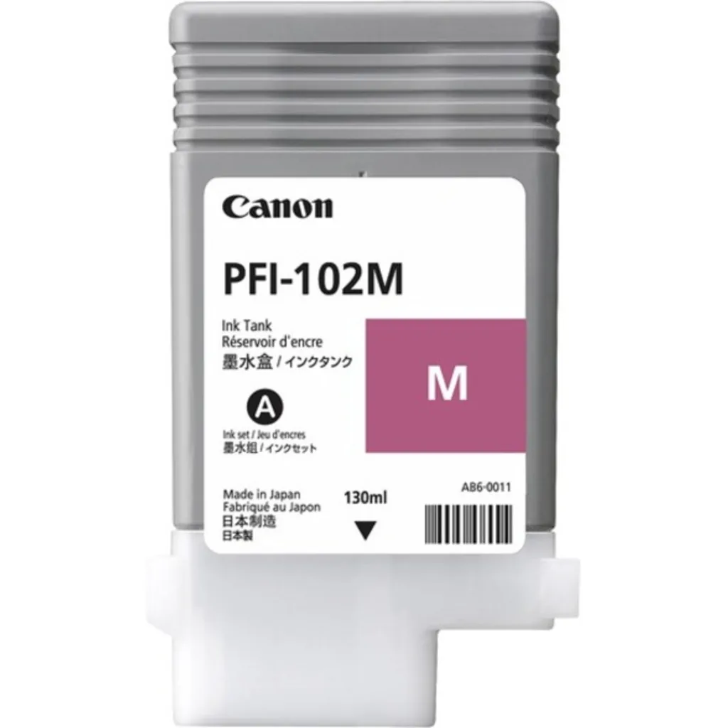 Original Canon Ink Tank PFI-102M - Dye Magenta Ink Tank 130ml (IPF-500/IPF-750)
