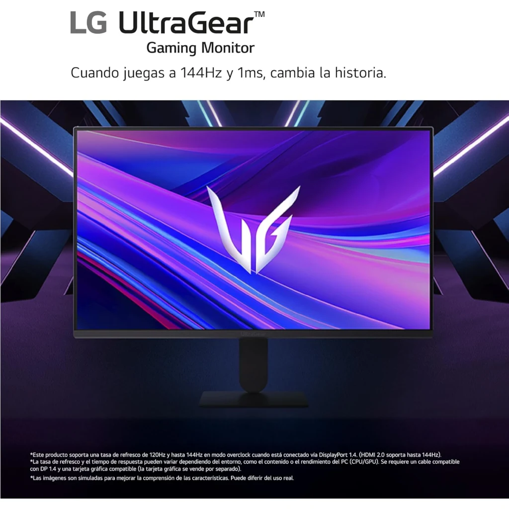 Imagen 1 de Monitor Gamer LG UltraGear 24G411A-B 23.8"FHD IPS 144Hz HDMI DP 5ms GTG FreeSync