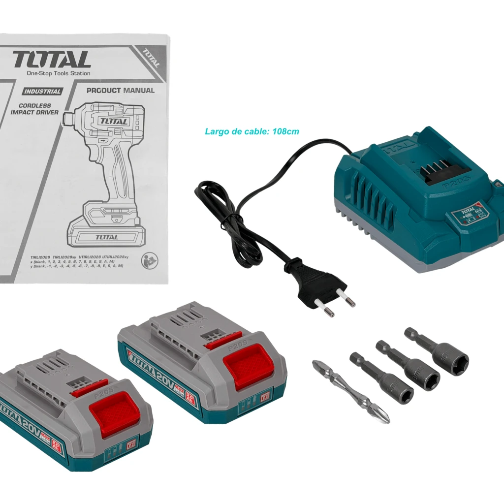 Imagen 5 de TOTAL Atornillador de impacto inalambrico Hexagonal 1/4 TIRLI2002 P20S