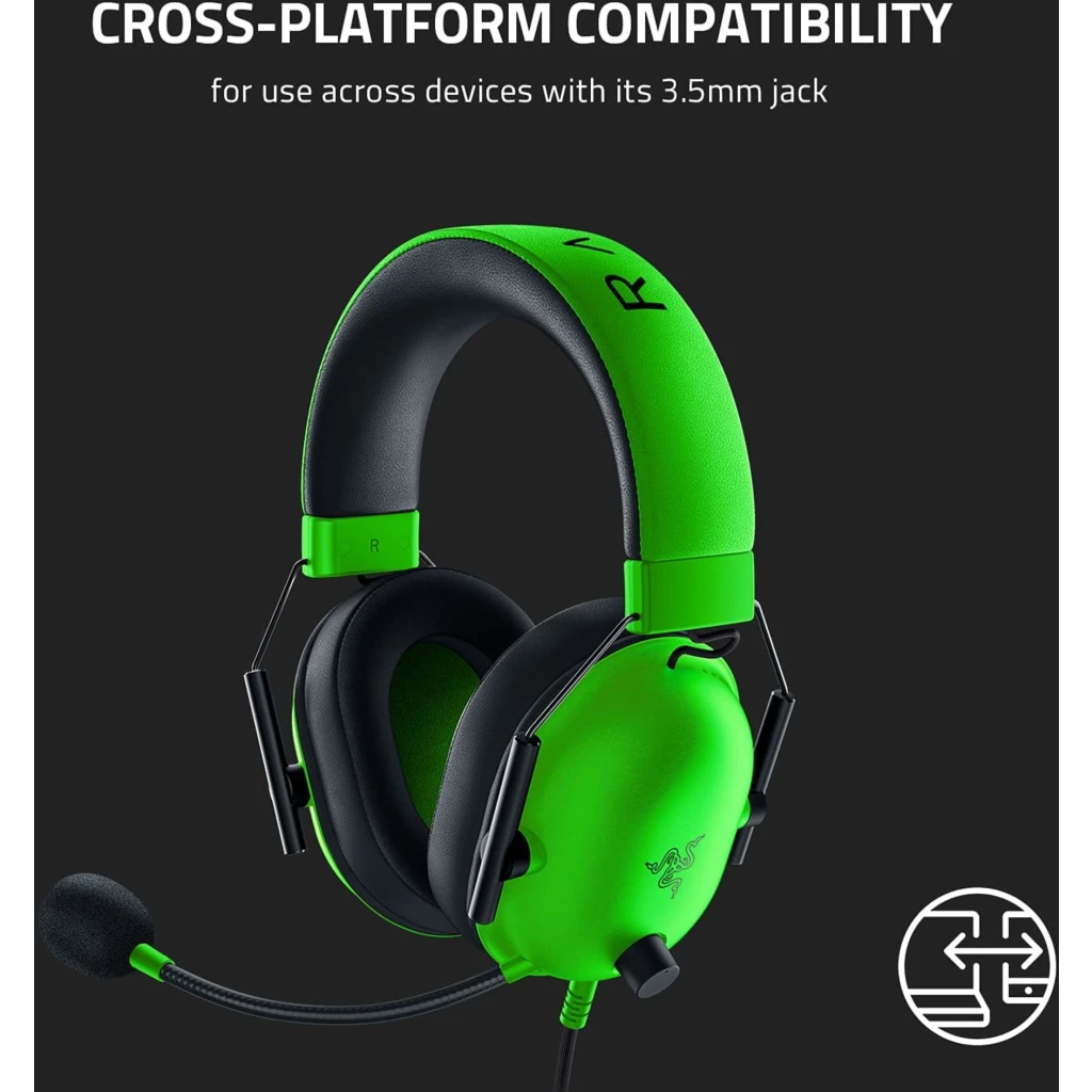 Imagen 6 de Audífonos Gamer Alámbricos Razer BlackShark V2 X Sonido 7.1 Jck3.5mm Color Verde