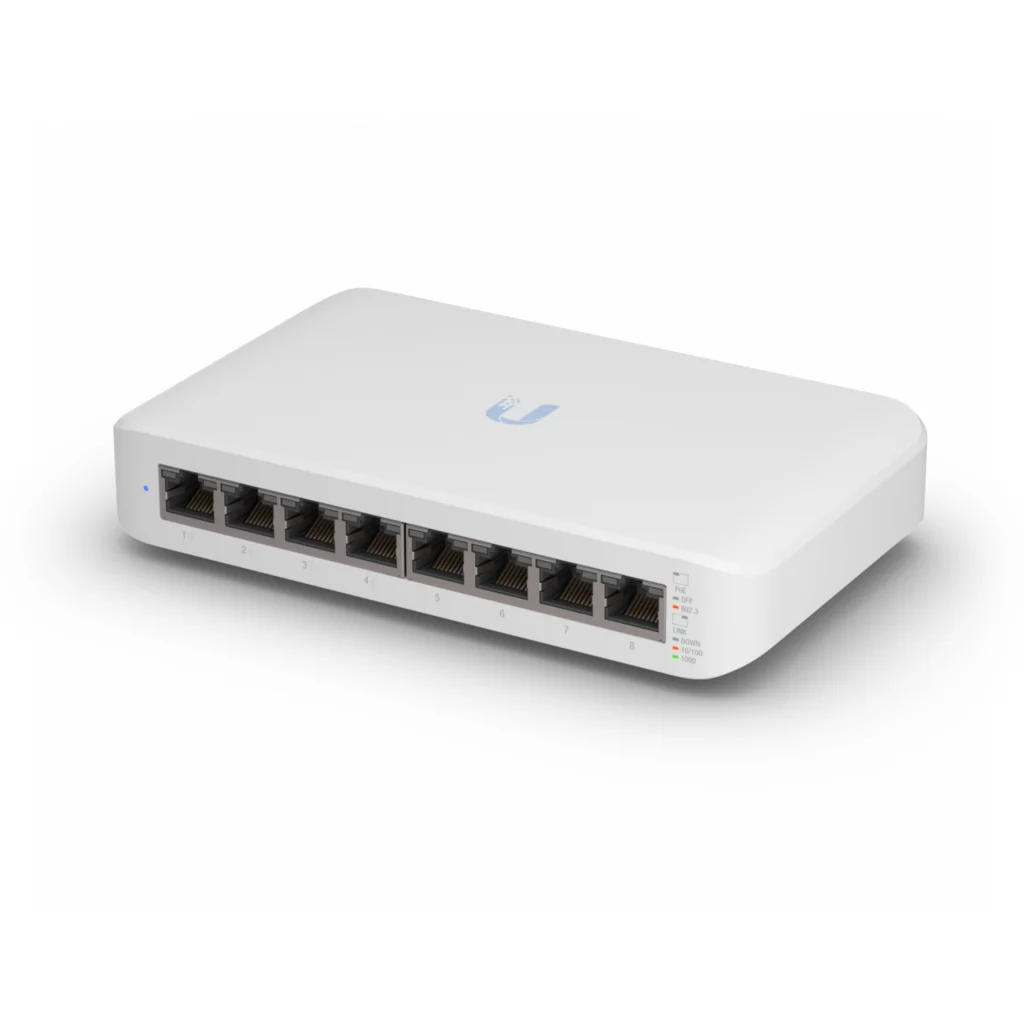 Switch Ubiquiti 8p con 4xGE PoE+ (52W) y 4xGE no PoE (sobremesa)