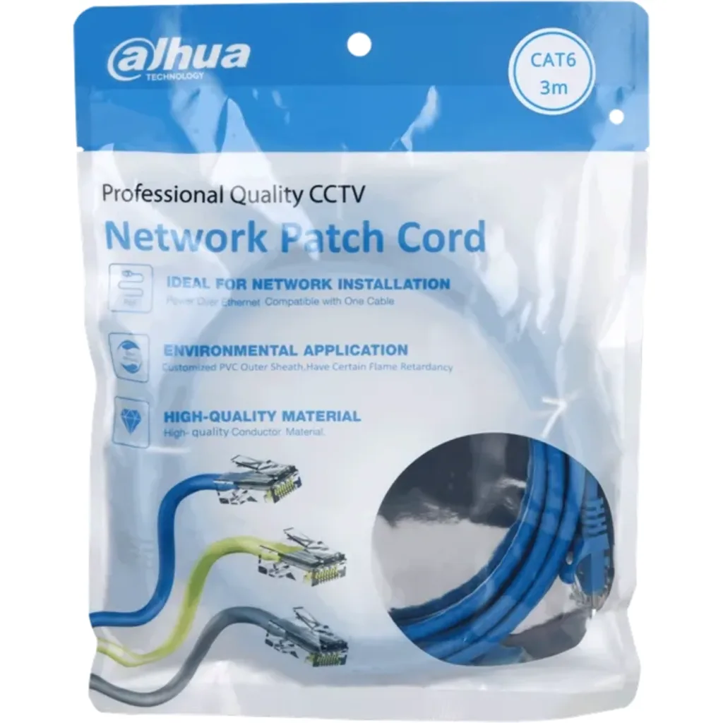 DH-PFM972-6U-3-AZ. Patch cord 3 metro Dahua categoria 6 de 24AWG COLOR AZUL