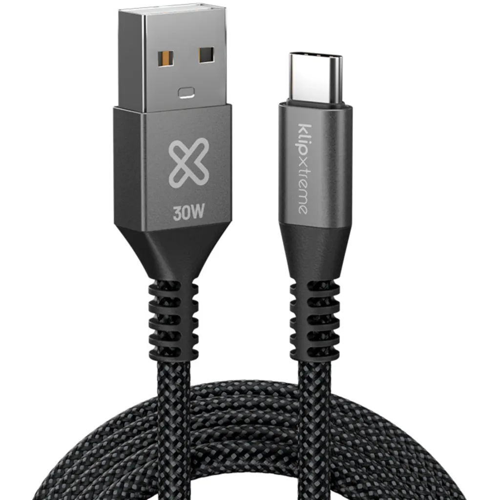 Imagen 1 de Cable USB-C a USB-A v2.0 M/M 30W 1.8mts Negro - KlipXtreme KAC-050-6FT