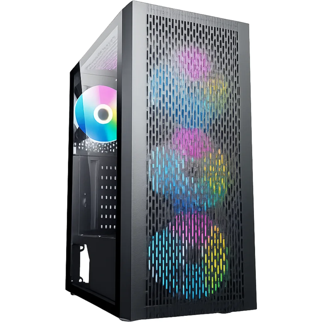 Gabinete Gamer EsGaming F22-BK Incluye 4 Ventiladores 120mm ARGB sin Fte ATX