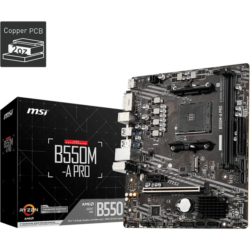 Imagen 5 de Tarjeta Madre MSI B550M-A PRO Chipset B550 Socket AM4 DDR4 M.2 HDMI LAN mATX