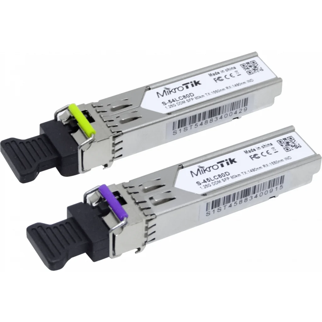 Imagen 1 de MIKROTIK Pair of SFP modules, S-45LC80D (1.25G SM 80km 1490nm) and S-54LC80D (1.25G SM 80km 1550nm)