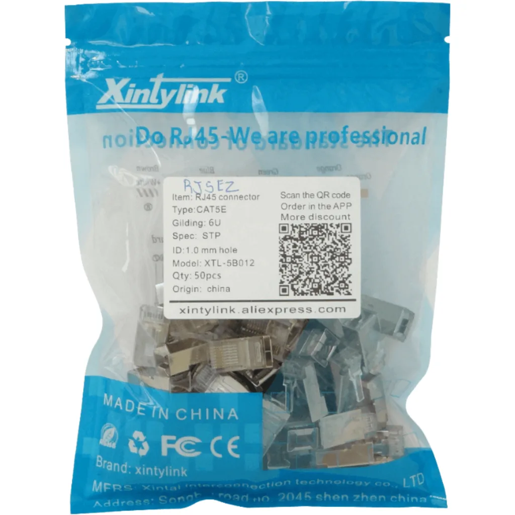 XINTYLINK EZ-RJ45 CAT5E STP FTP Bolsa 50 Conectores con Orificios-1mm