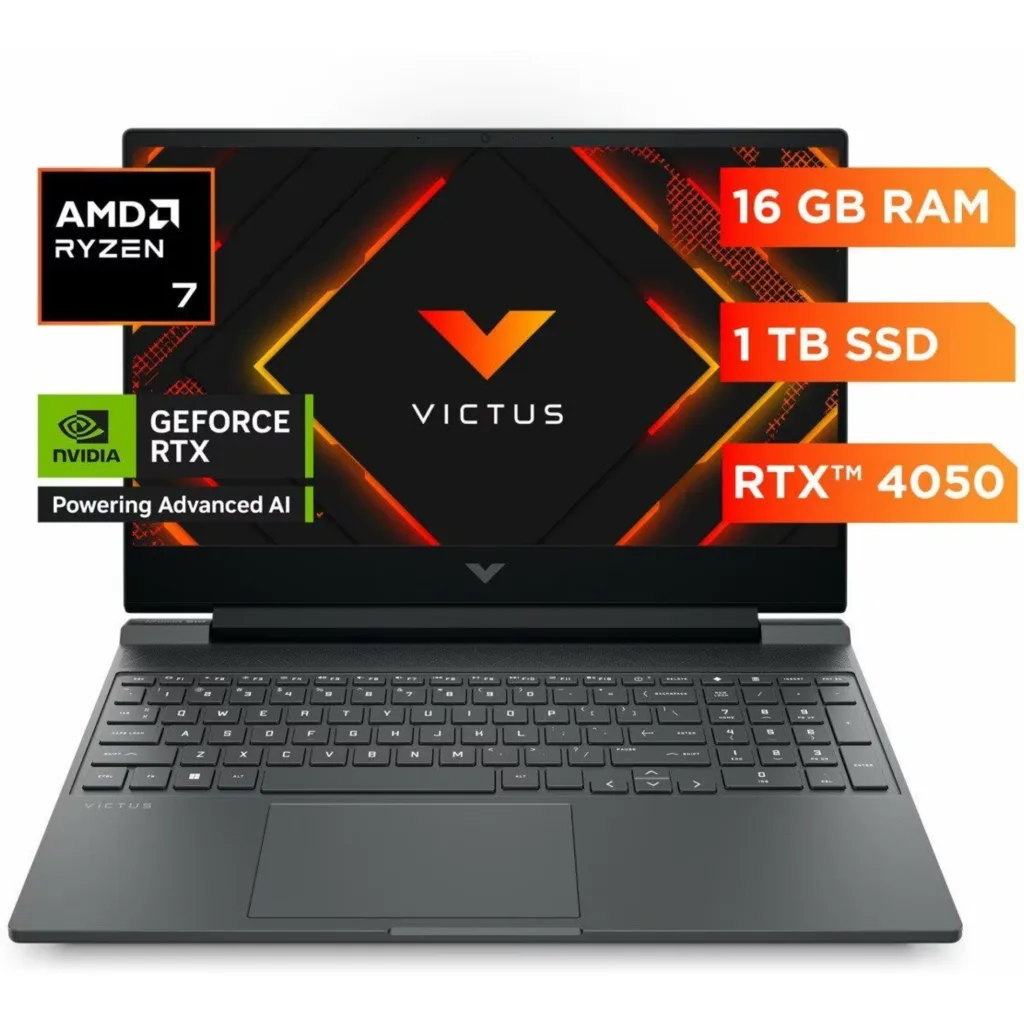 Notebook HP Victus AMD R7-8845HS RAM 16GB SSD 1TB 15.6" RTX4050-06GB W11H (Nuevo, Caja Abierta)