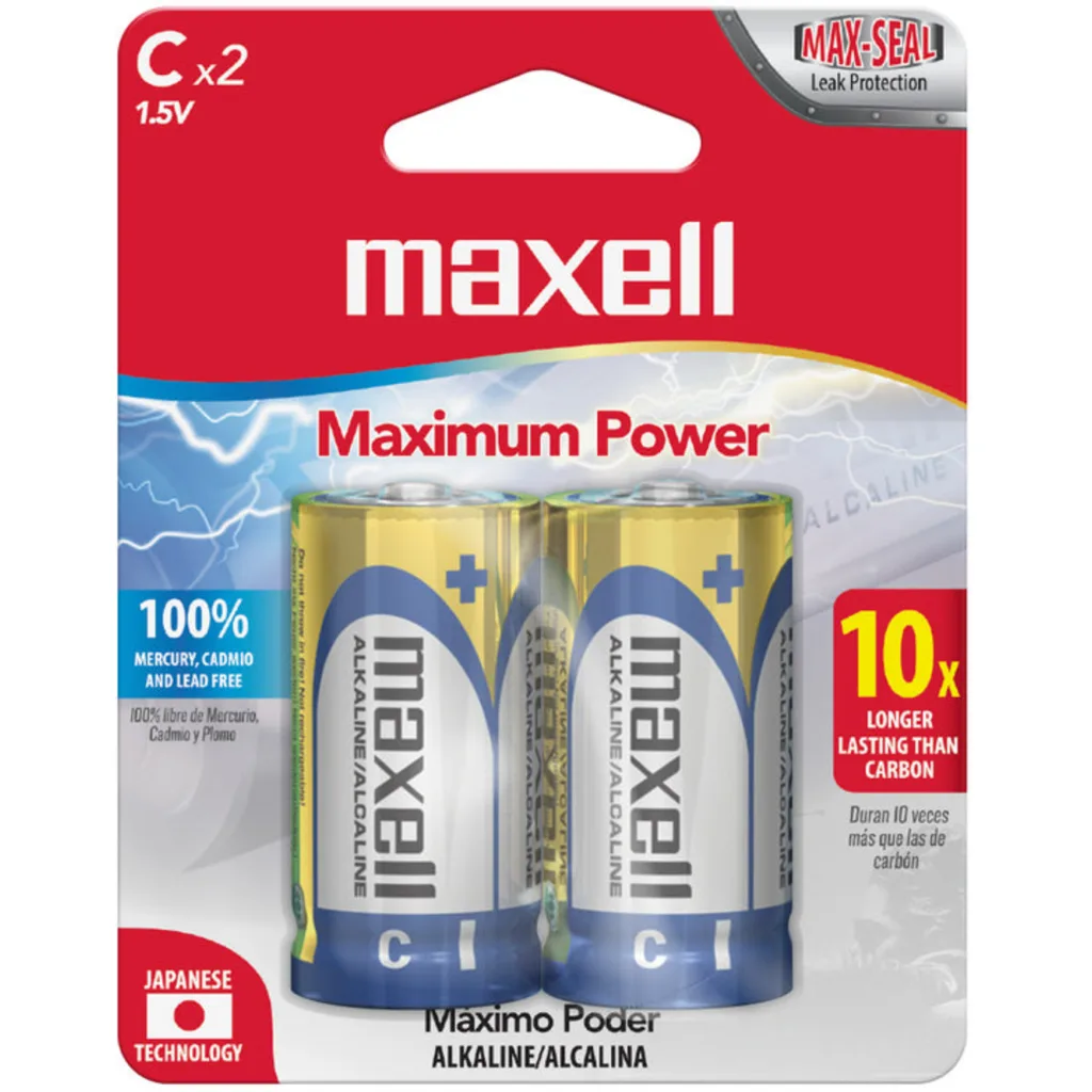 Pilas alcalinas tipo C x2 Maxell LR14-2PK CX2ALC