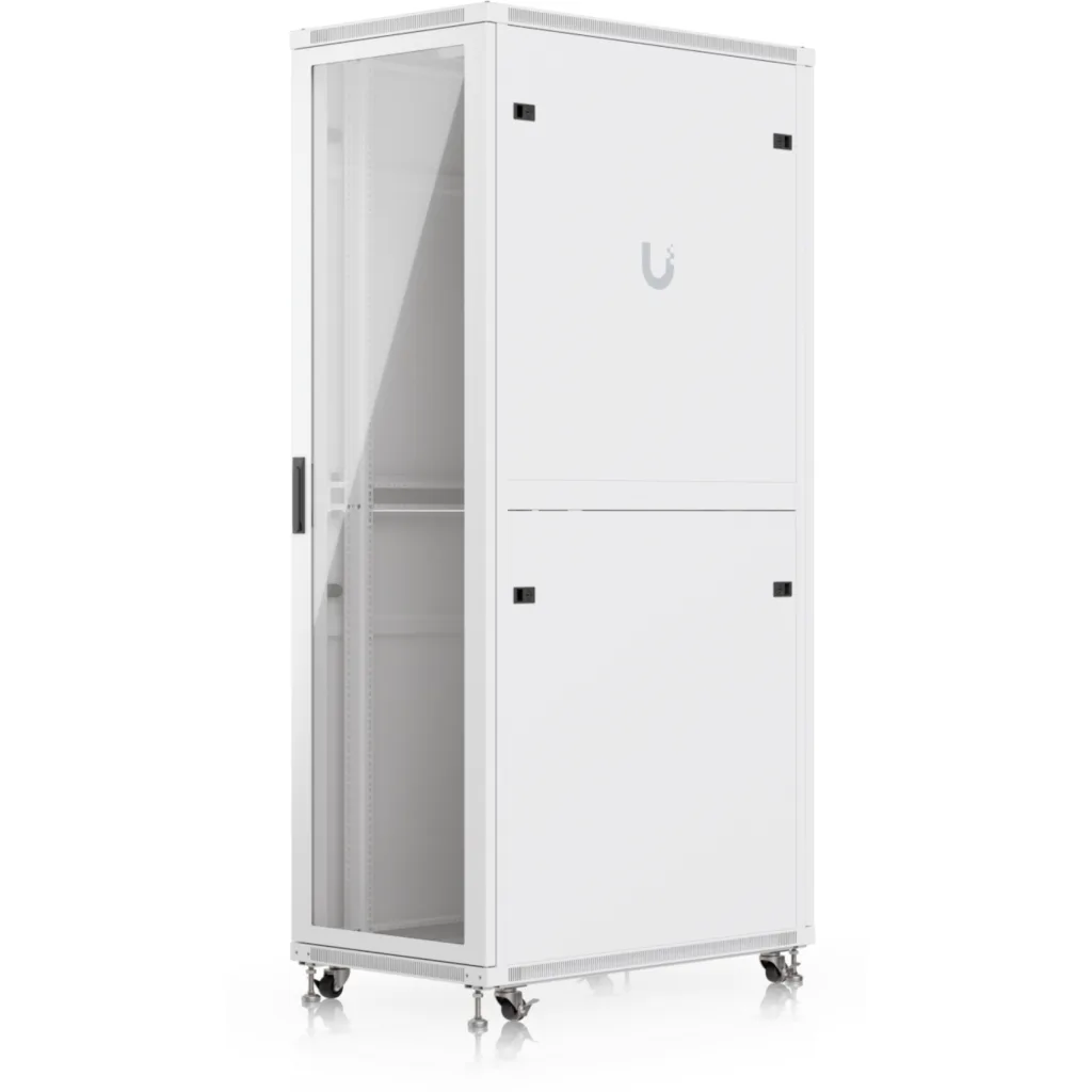 UniFi Gabinete rack 42U piso, ensamblado con ventiladores incorporados, paneles removibles y ruedas con cerradura,