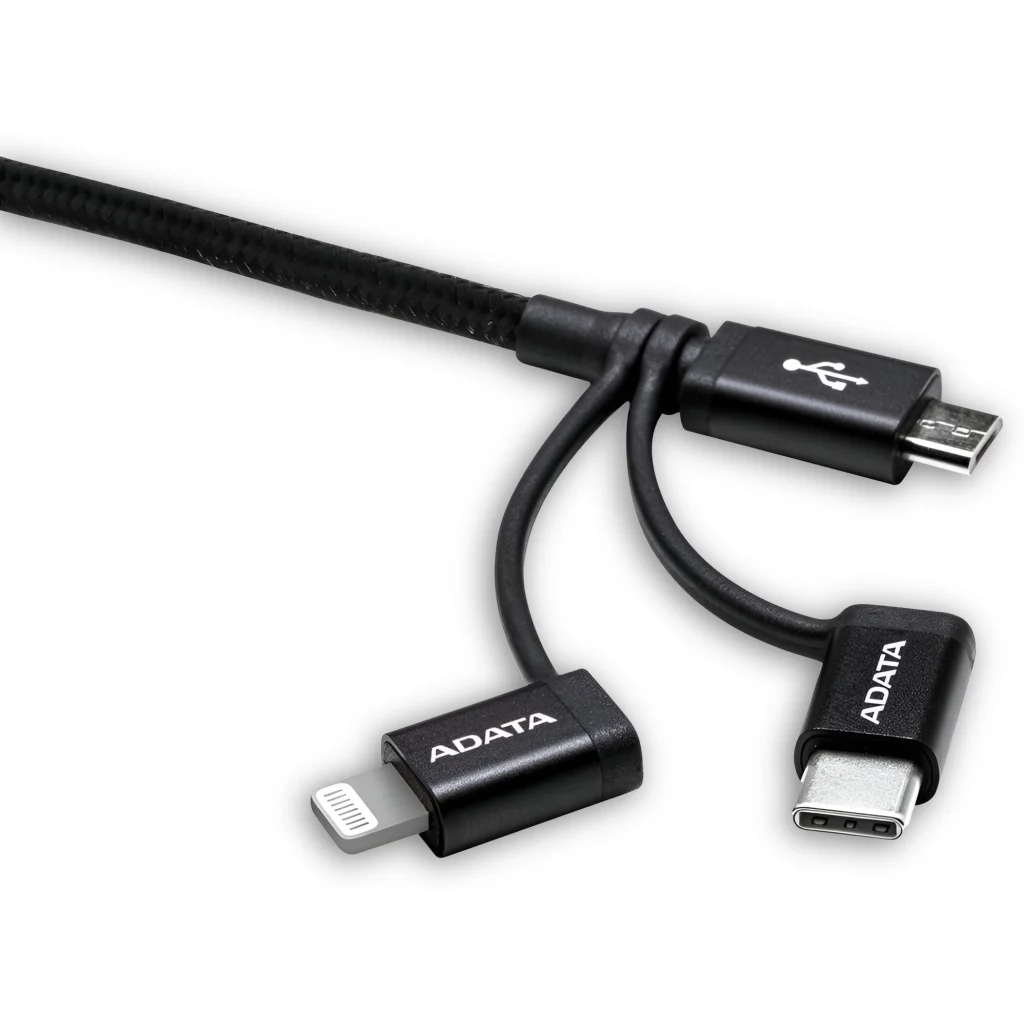 Imagen 1 de CABLE ADATA MICRO USB 3 EN 1 BLACK