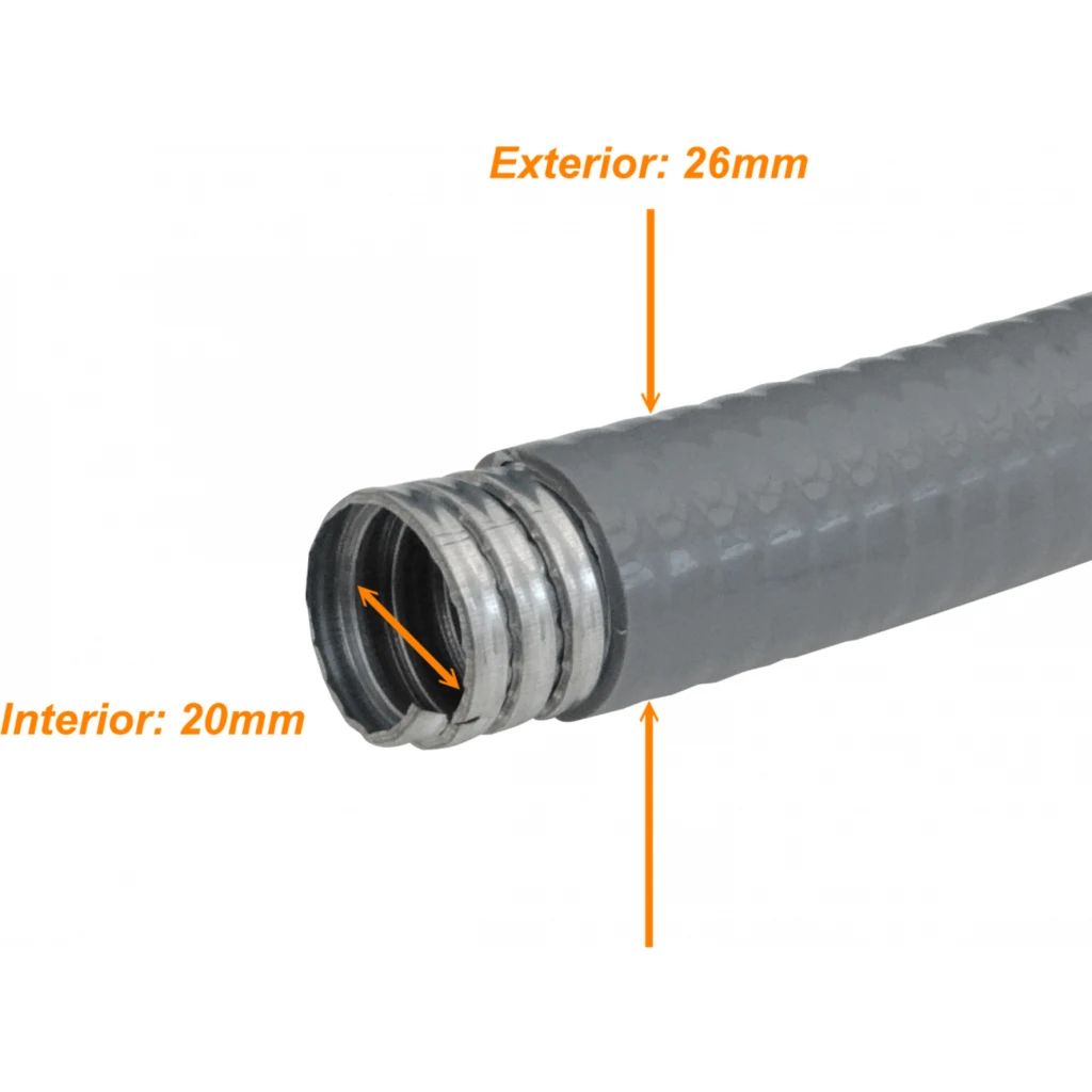 Imagen 3 de 25mm Rollo-30mts Conduit Metalico Cubierto-PVC Semi-Flex 3/4-Pulg