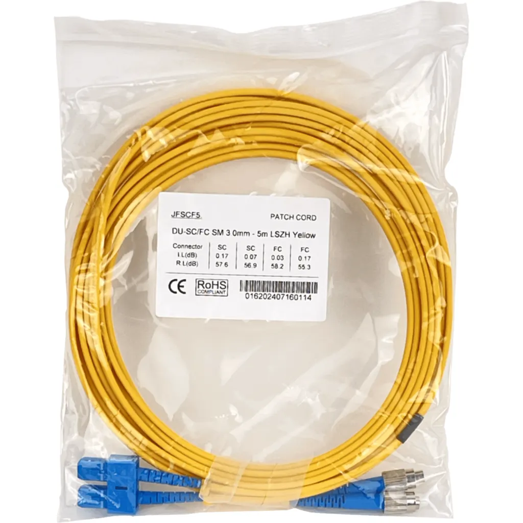 5mt SC-FC MonoModo SM Duplex Jumper Cable Fibra