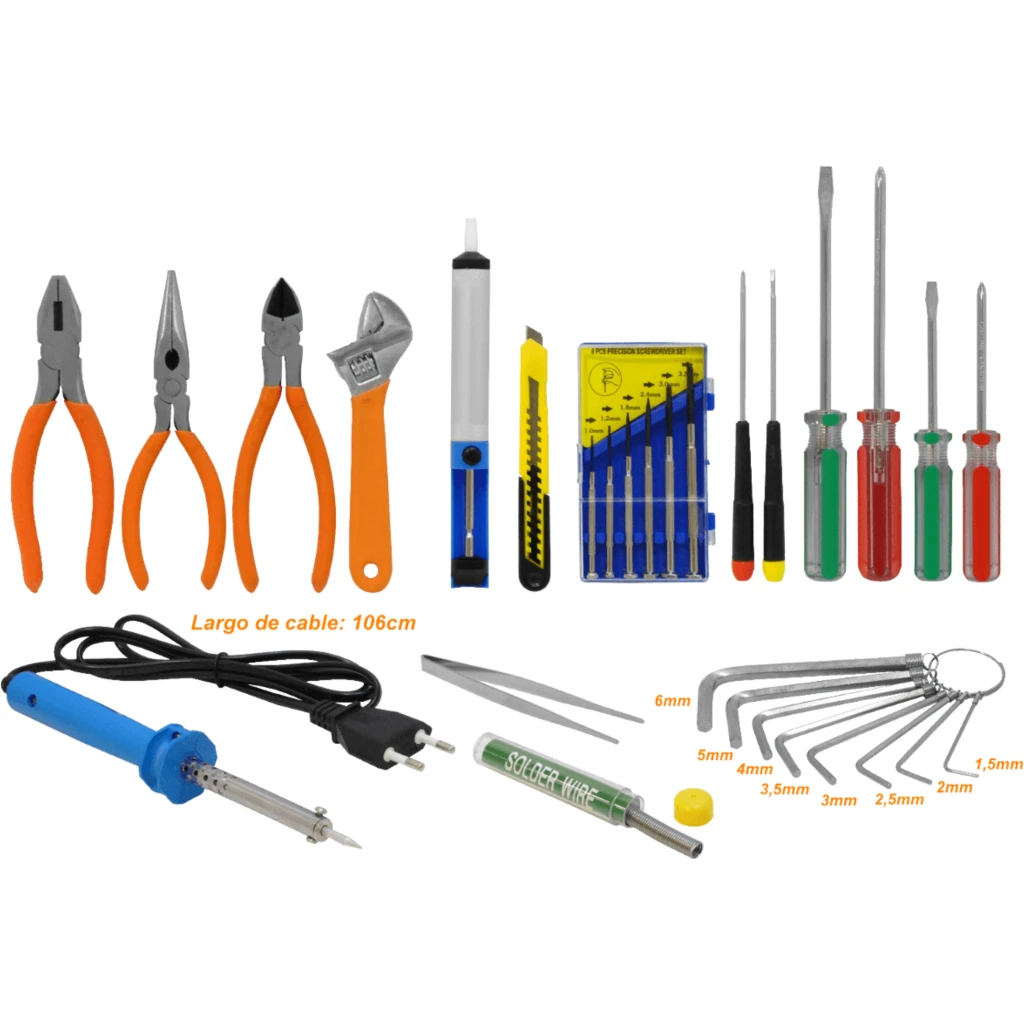 17-Piezas Kit Herramientas Mantencion Electronico Cautin-30W