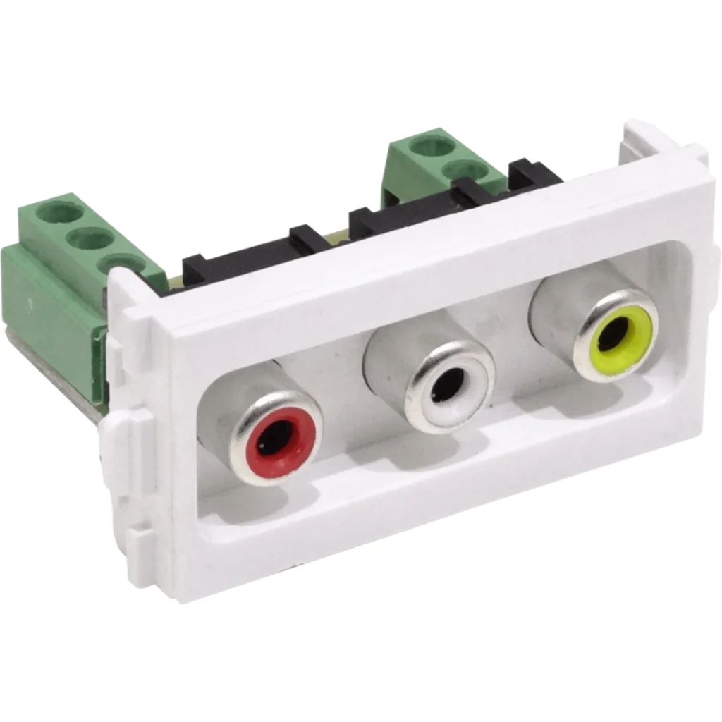 Modulo 3-RCA-Hembra Regleta-5p para Placa Multimedia FQ1-FQ2-FQ3