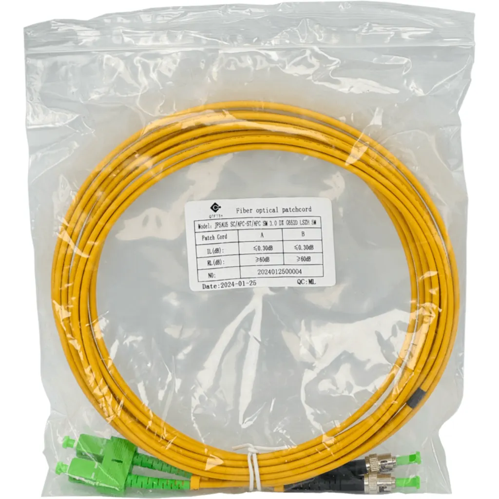 Imagen 2 de 5mt SC/APC-ST/APC MonoModo SM Duplex Jumper Cable Fibra 9/125um 3mm