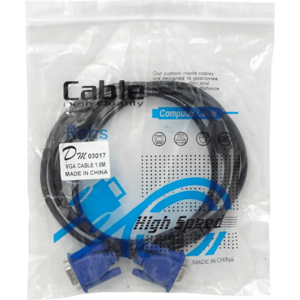 Imagen 1 de Cable VGA HDB15 M/M 1.8mts Blindado Color negro