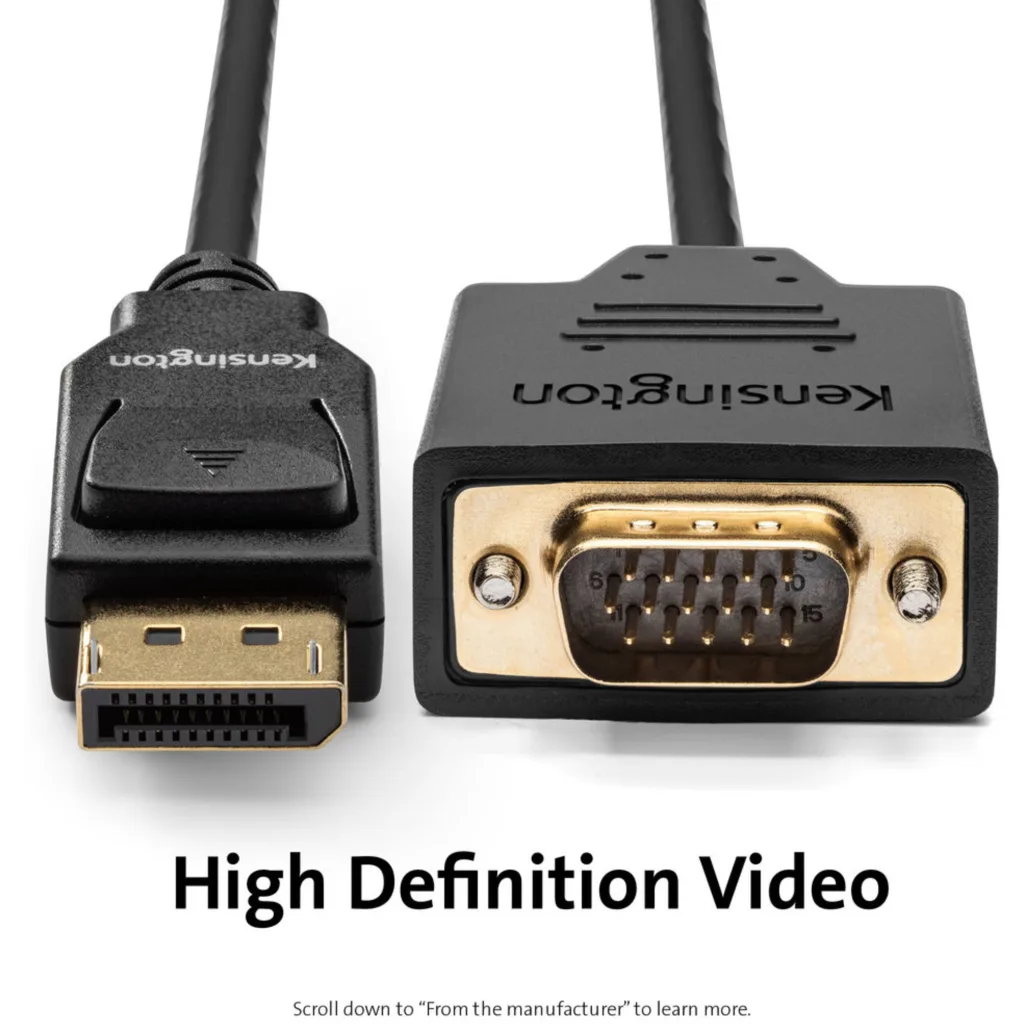 Imagen 12 de Cable Adaptador DisplayPort a VGA M/M hasta 1080p 1.8mts Negro KENSINGTON
