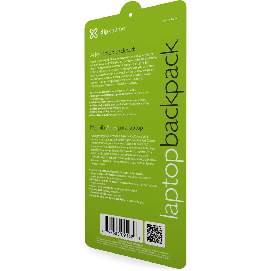 Imagen 5 de Mochila Notebook KlipX KNB-576BK Arles, hasta 15.6" Polyester Color Negro