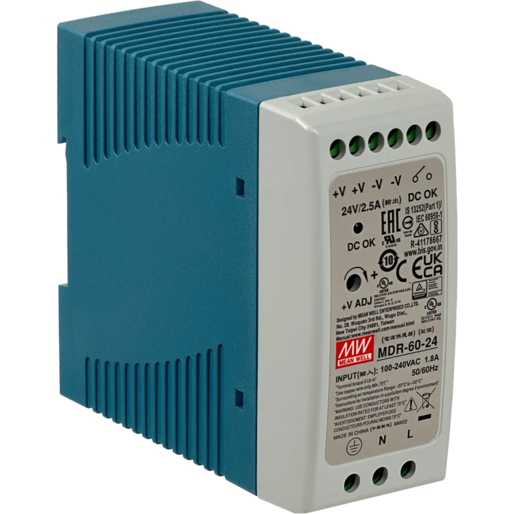 MEANWELL 24VDC 60W 2,5A Ajustable Ancho-42mm Riel-DIN Fuente-Poder