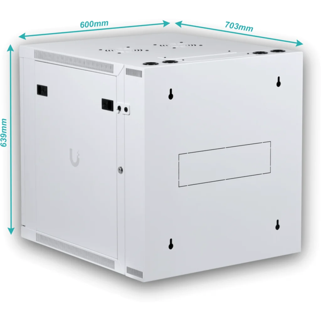 Imagen 2 de UBIQUITI 12U Puerta-Vidrio Doble Bisagra 70cm-Fondo Rack Muro Blanco