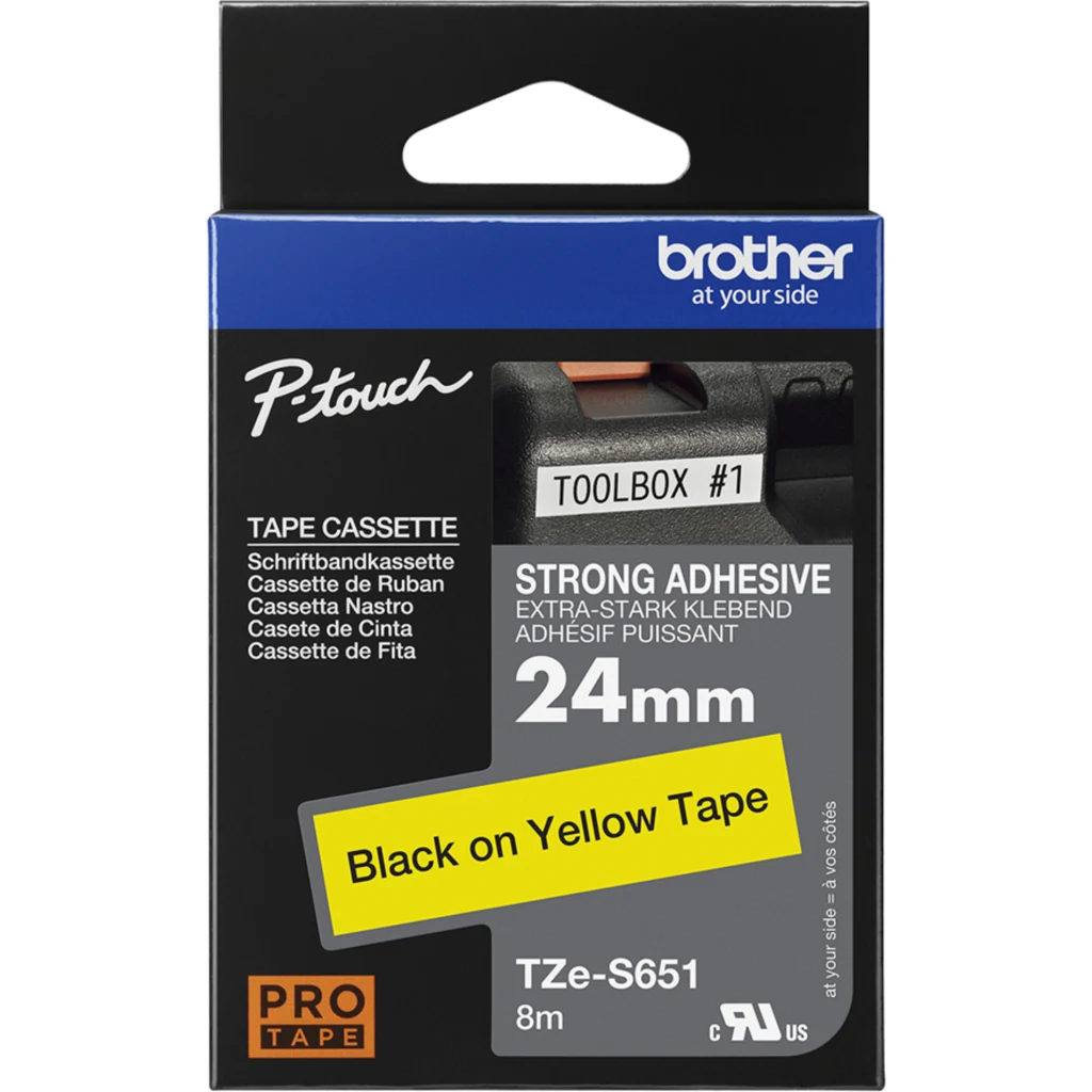 Imagen 3 de CINTA BROTHER TZE-S651 24mm black on yellow industrial tape
