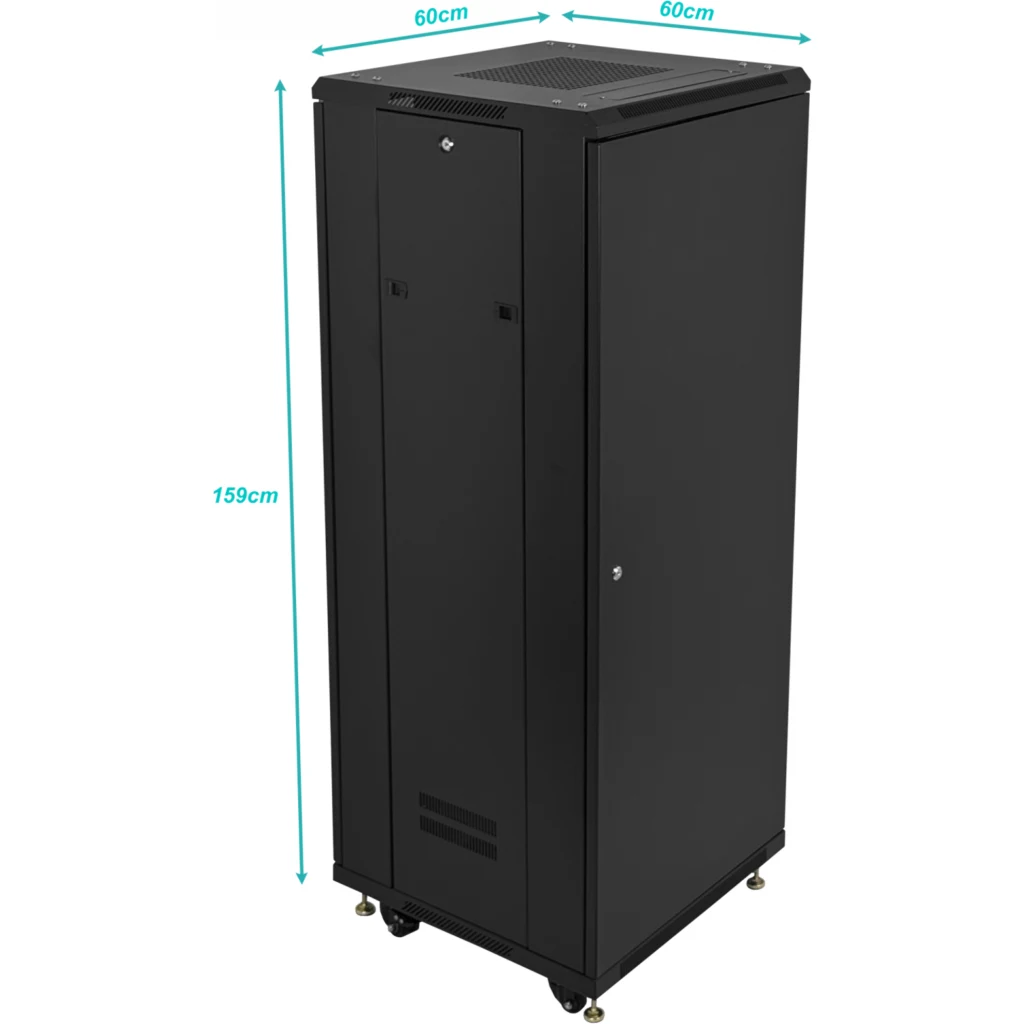 LINKMADE Desarmado 32U Vidrio 600mm 60cm-Fondo Ventilador PDU Rack