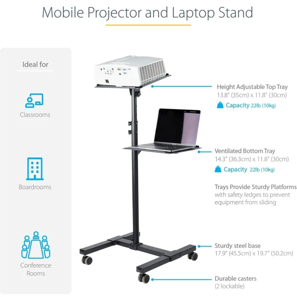 Imagen 4 de Soporte Móvil para Proyector y Portátil, ajustable para Presentaciones  StarTech