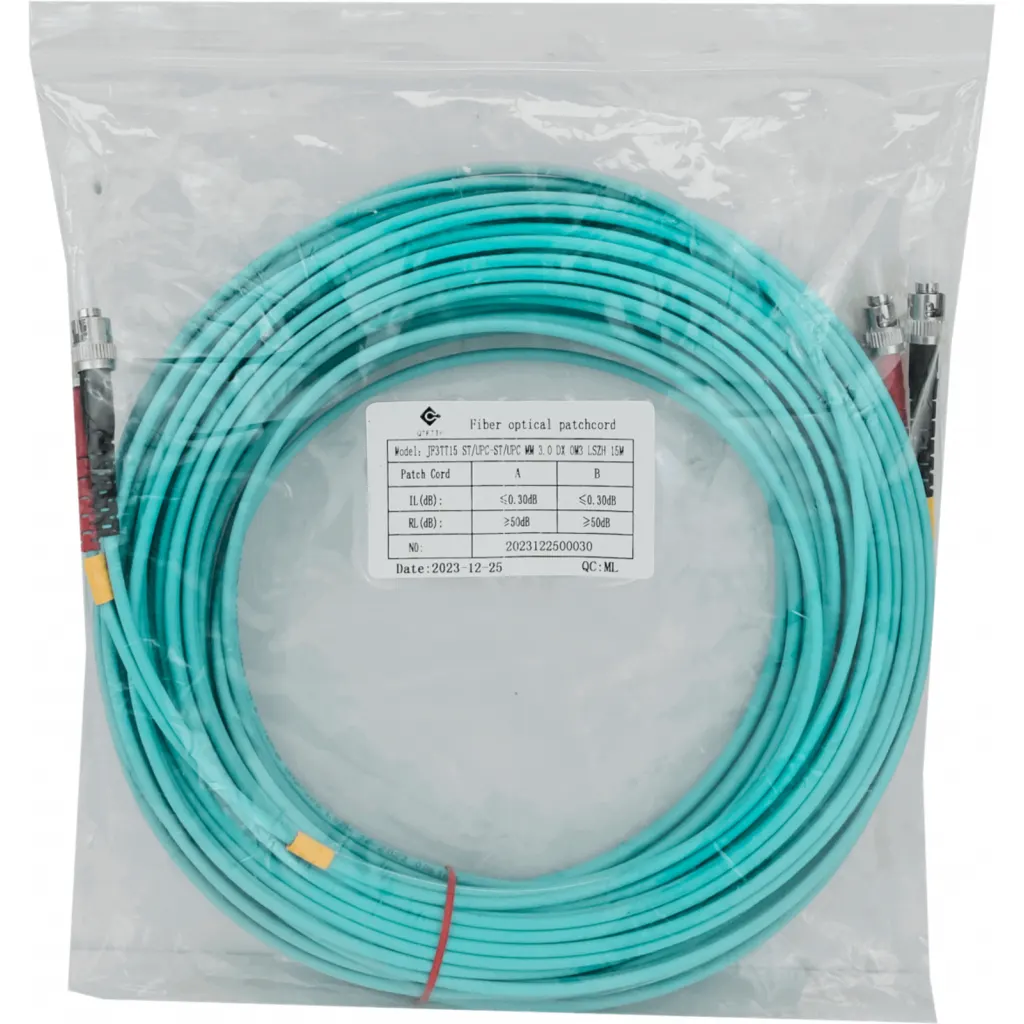 15mt ST-ST OM3 Multimodo MM Duplex Jumper Fibra 3.0mm 50/125um LSZH