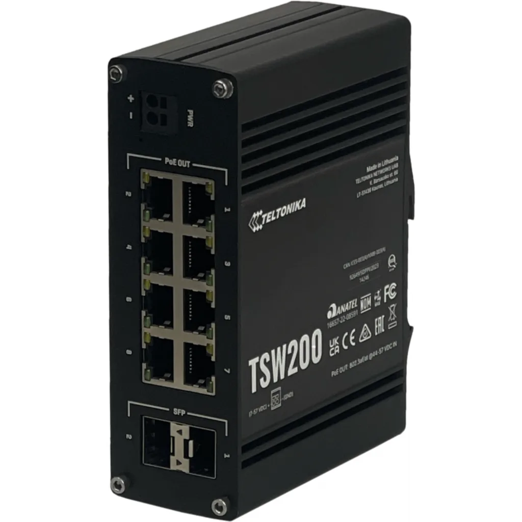 Switch Industrial Teltonika TSW200, 8xLAN, PoE1-8 10/100/1000Mbps, 2xSFP