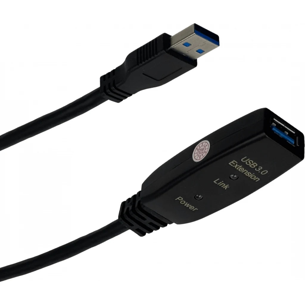Cable Extensión USB 3.0 Tipo-A M/H Activo 5mt Color Negro - Genérico