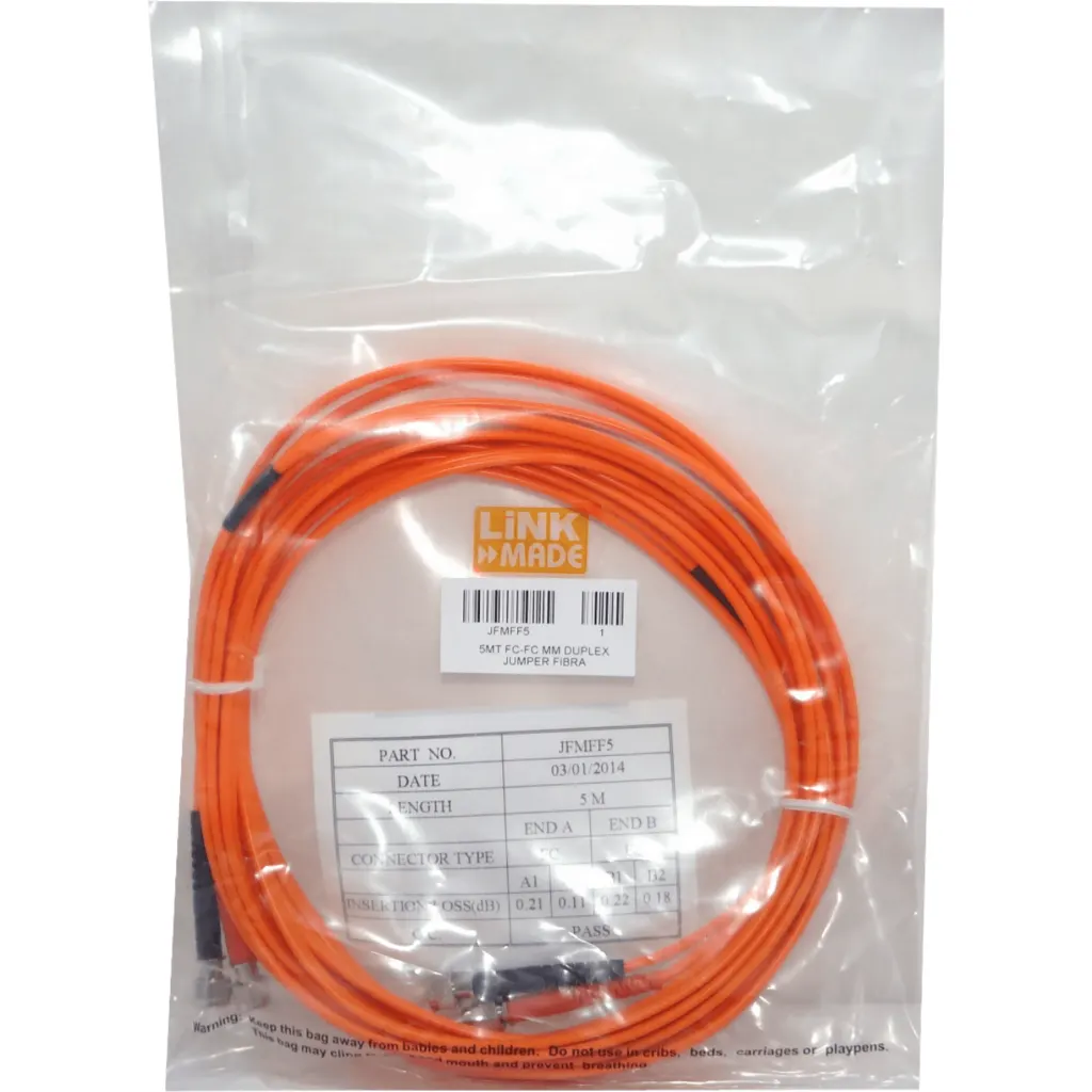 5mt FC-FC OM1 MultiModo MM Duplex Jumper Fibra 62.5/125um LSZH 