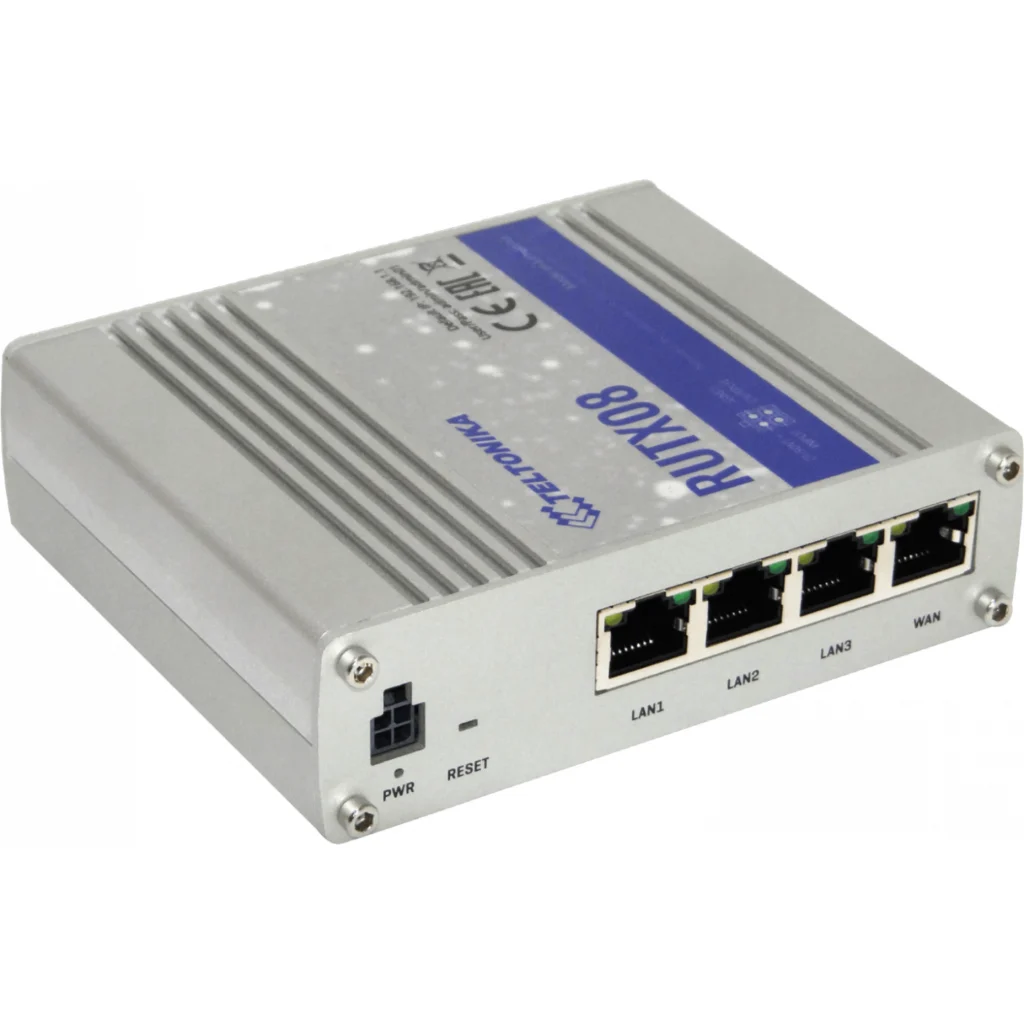 Teltonika Router industrial Ethernet con VPN y funciones avanzadas de seguridad para redes críticas.