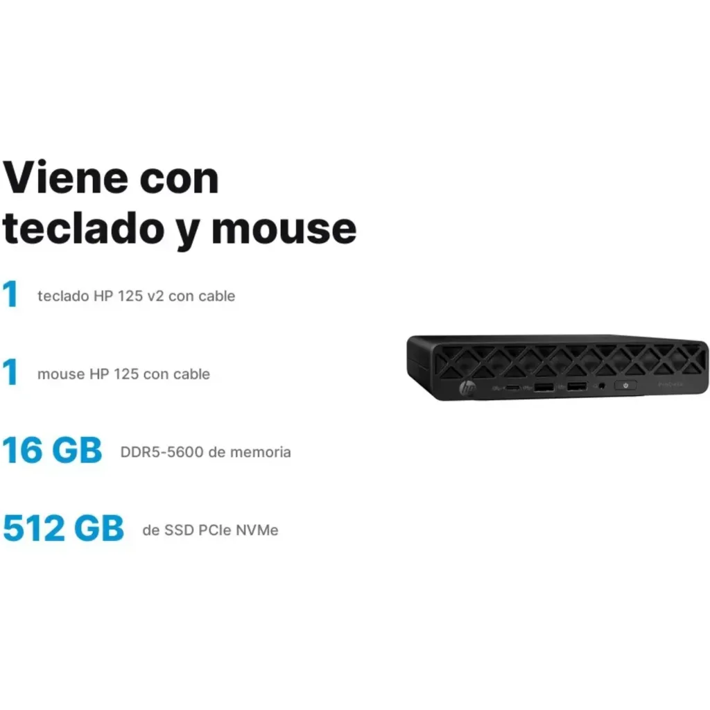 Imagen 4 de HP ProDesk - Mini tower - Intel Core Ultra 7 265T / 5 GHz - DDR5 SDRAM - Integrated graphics - Windows 11 Pro