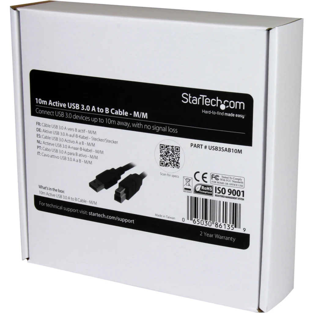 Imagen 3 de Cable USB 3.0 Tipo-A a USB Tipo-B M/M 5 Gbit/s 24/28AWG 10mts Act. Negro StarTec