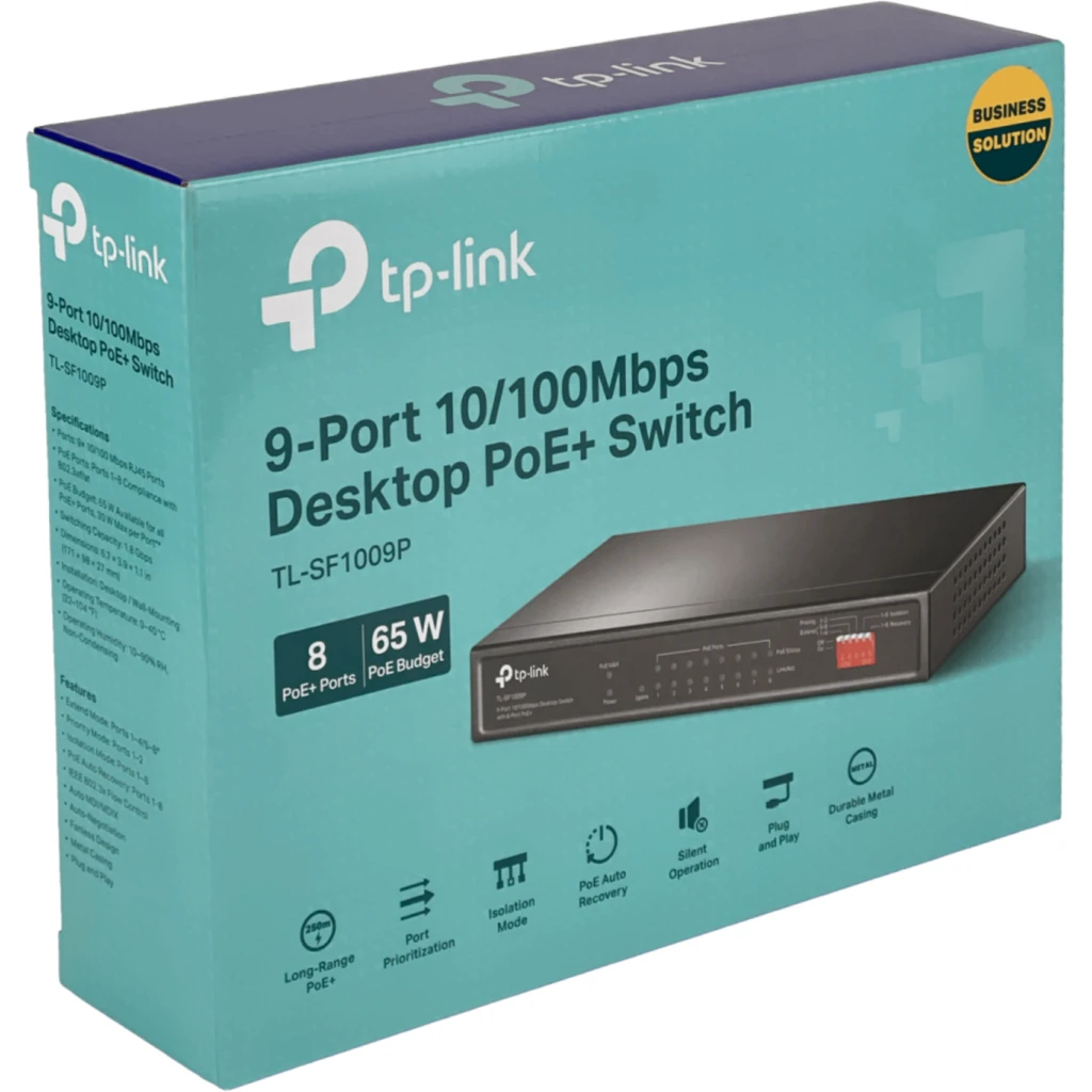 Imagen 5 de Switch TP-Link TL-SF1009P 8+1 Puertos (AUTO MDI/MDIX, 1.8 Gbps, PoE+, 65W)