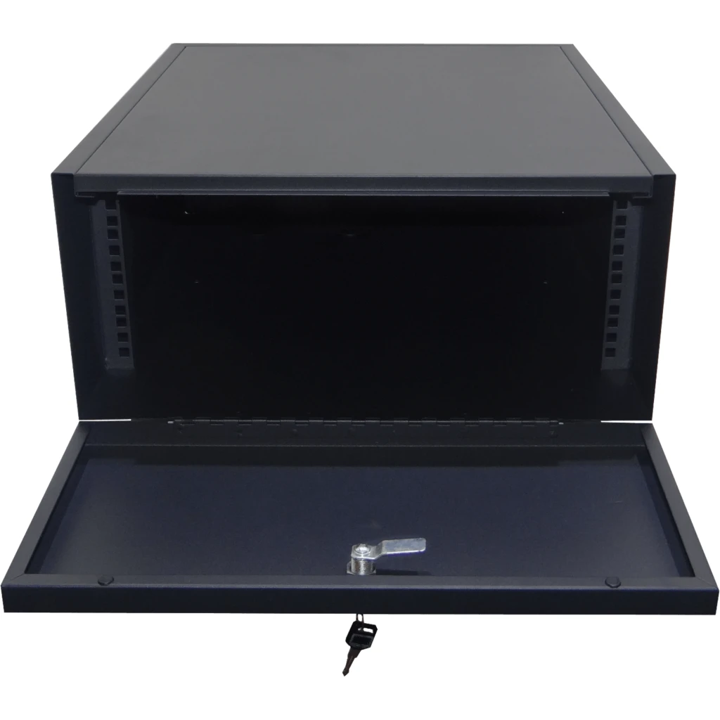 Imagen 4 de Rack LINKMADE 60cm-Fondo 4U Puerta Fierro Rack Seguridad Pared Negro