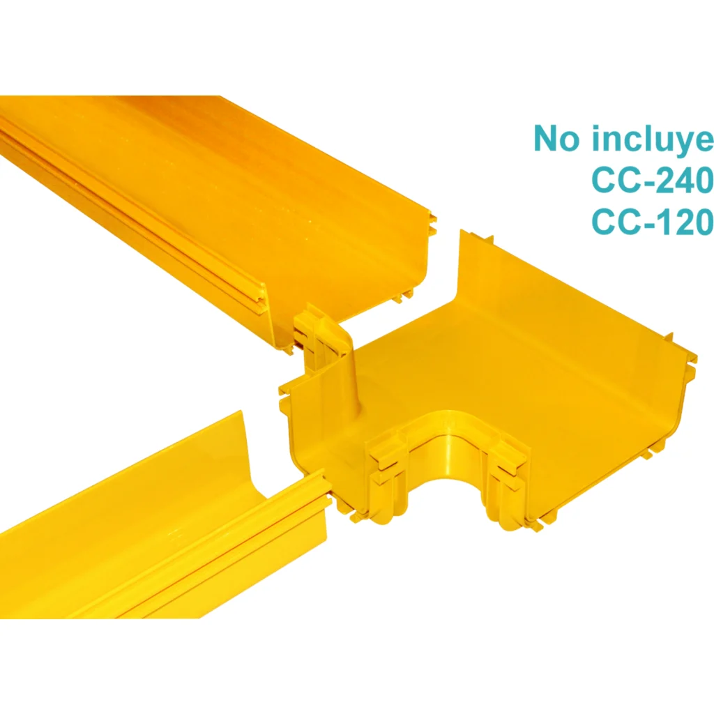 Imagen 3 de 240x100 a 120x100mm Derivacion Horizontal Tee Amarilla PC+ABS LSZH Hem