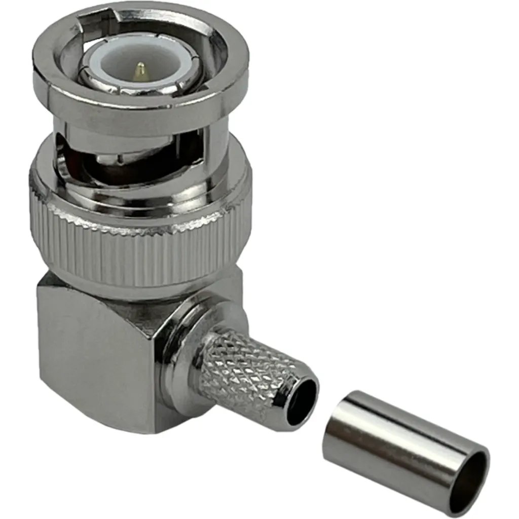 Imagen 1 de BNC-Macho 90-Grados LMR195 Conector Crimpeable RG58 RG142