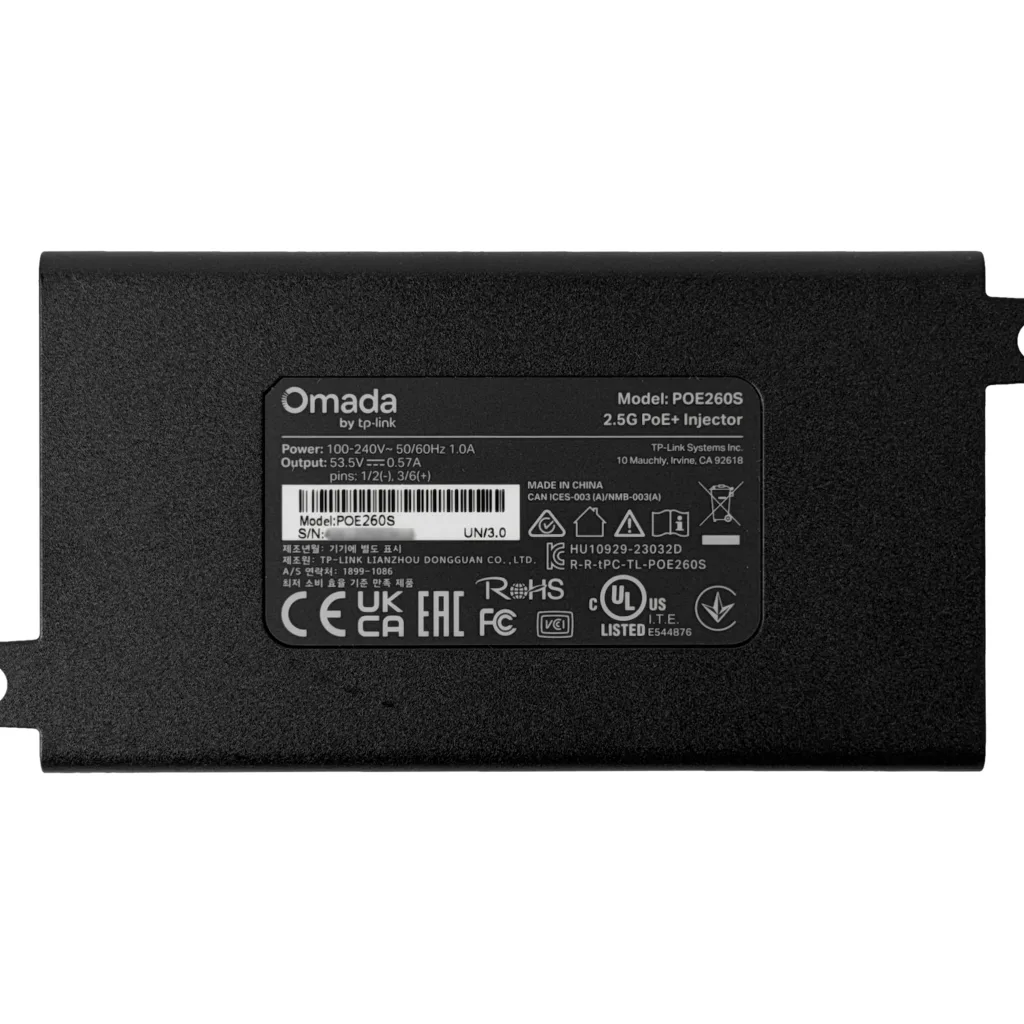 Imagen 6 de Inyector TP-Link POE260S, PoE+ 2.5G 2*2.5Gbps hasta 30W Comp. IEEE802.3af/at