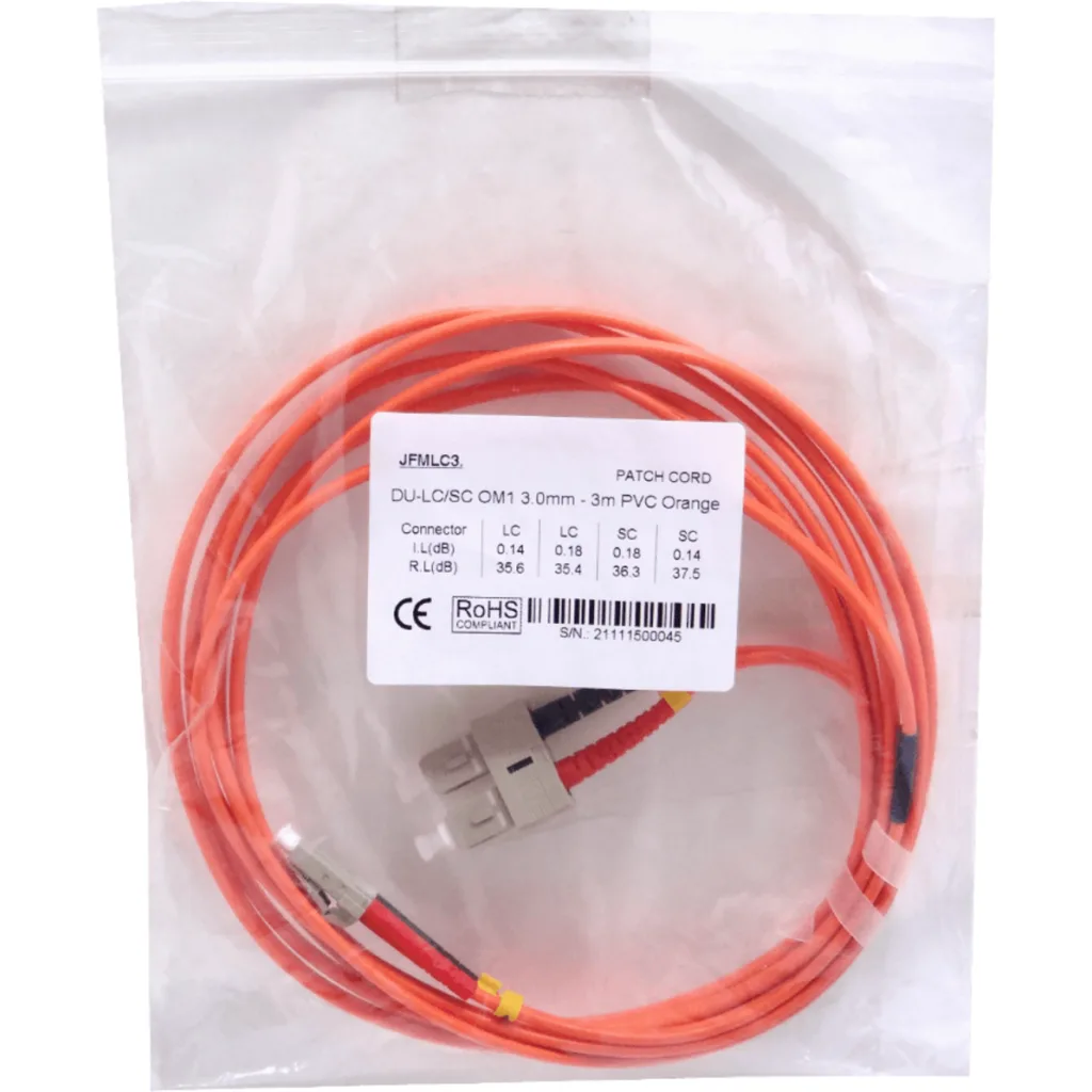 Imagen 1 de 3mt LC-SC OM1 MultiModo MM Duplex Jumper Fibra 3mm 62.5/125um