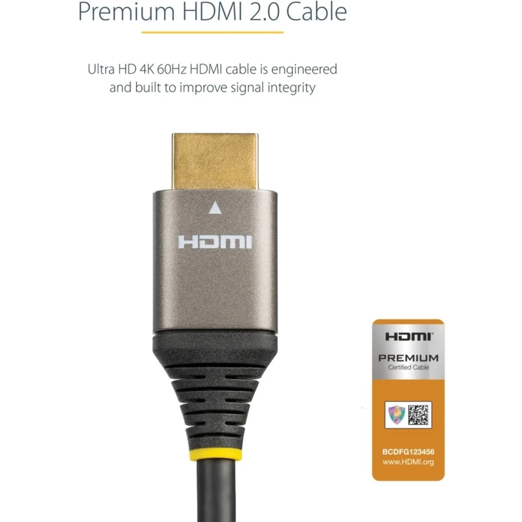 Imagen 9 de Cable HDMI v2.0 M/M 4K 60Hz UHD c/Ethernet HighSpeed Premium Certif 1mt StarTech