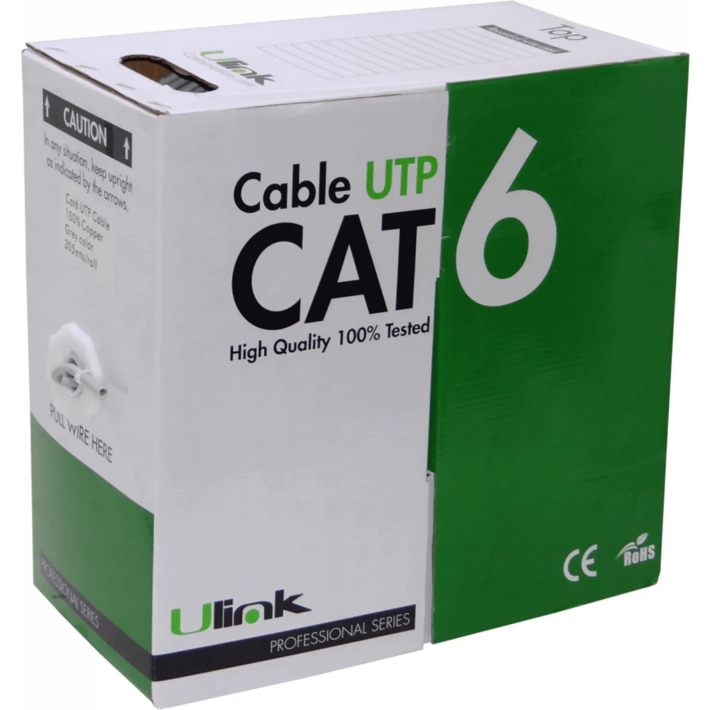 Imagen 1 de Cable de Red Ulink CB6Q-UG3, Cat6 UTP Cobre 24AWG 0,52mm PVC 305mt Color Gris