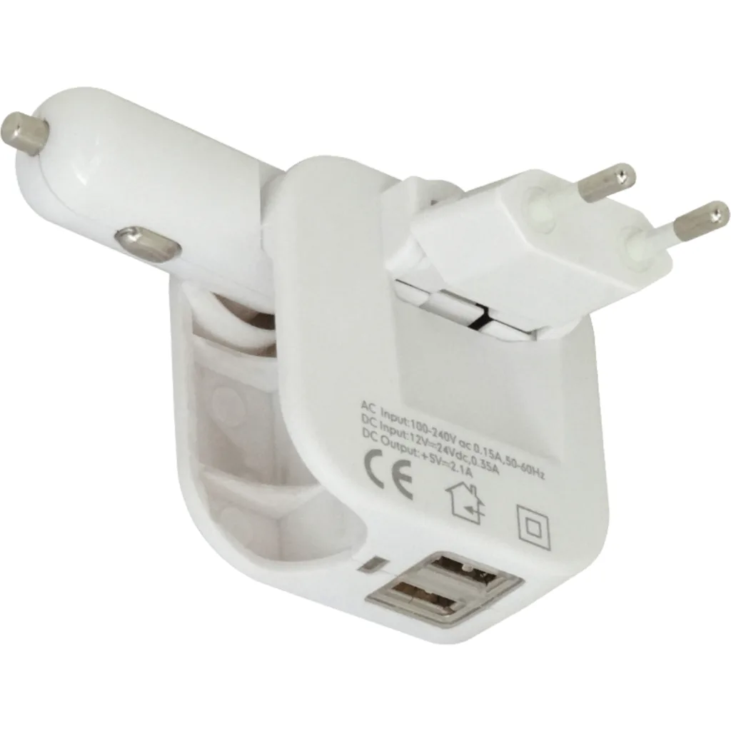 Imagen 2 de 5V 2,1A 2-USB-AH Cargador 2-entradas 100-240V 12/24V-Auto req-cables