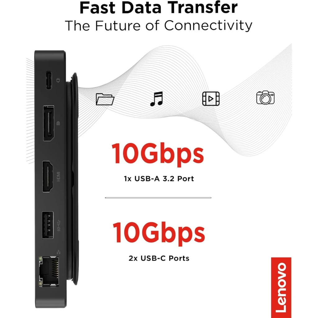 Imagen 6 de Docking Station Lenovo Travel Dock USB-C, Puertos USB3.2 2*USB-C LAN HDMI DP
