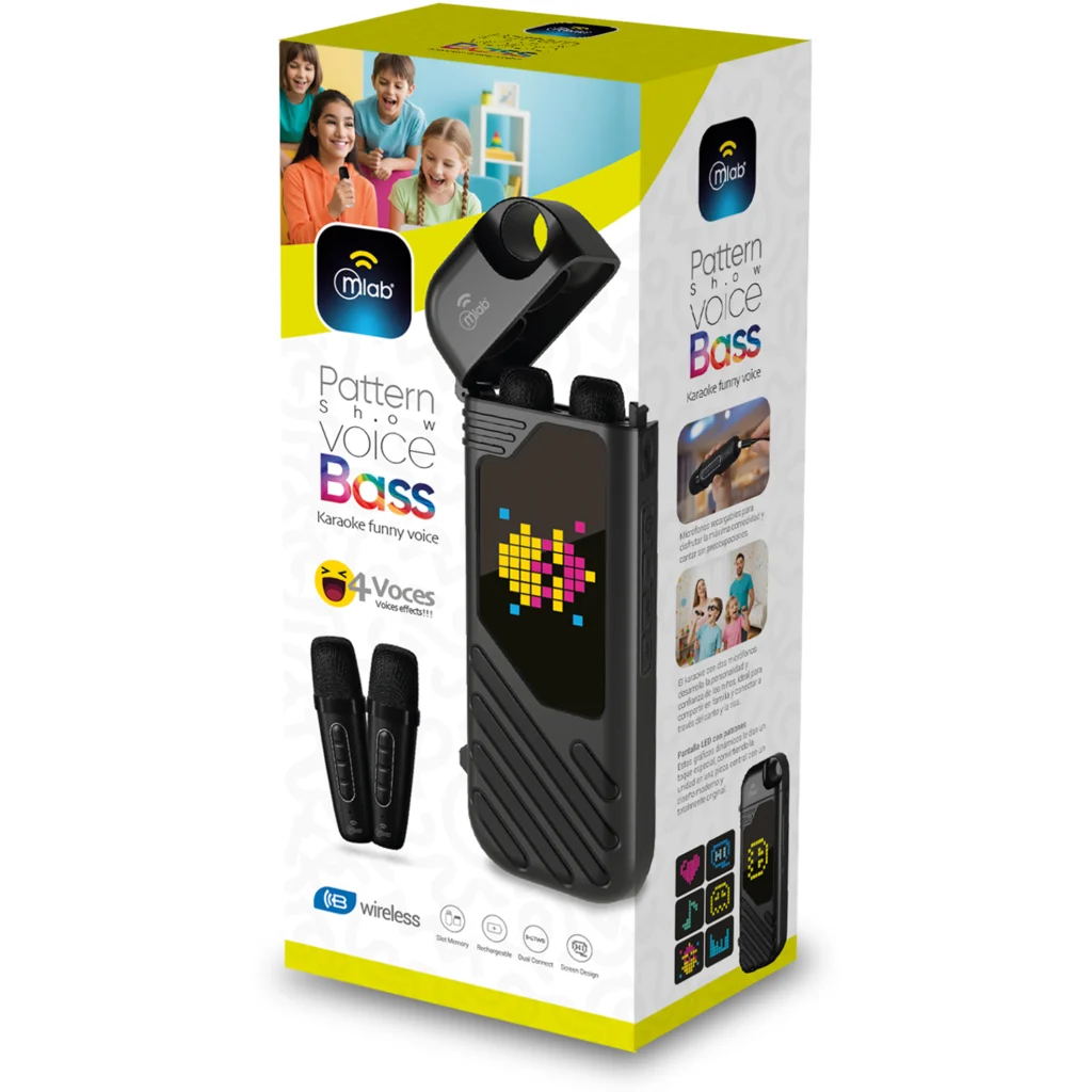 Imagen 2 de MLAB KARAOKE PATTERN SHOW VOICE CON 2 MICROFONO INALAMBRICO BLACK