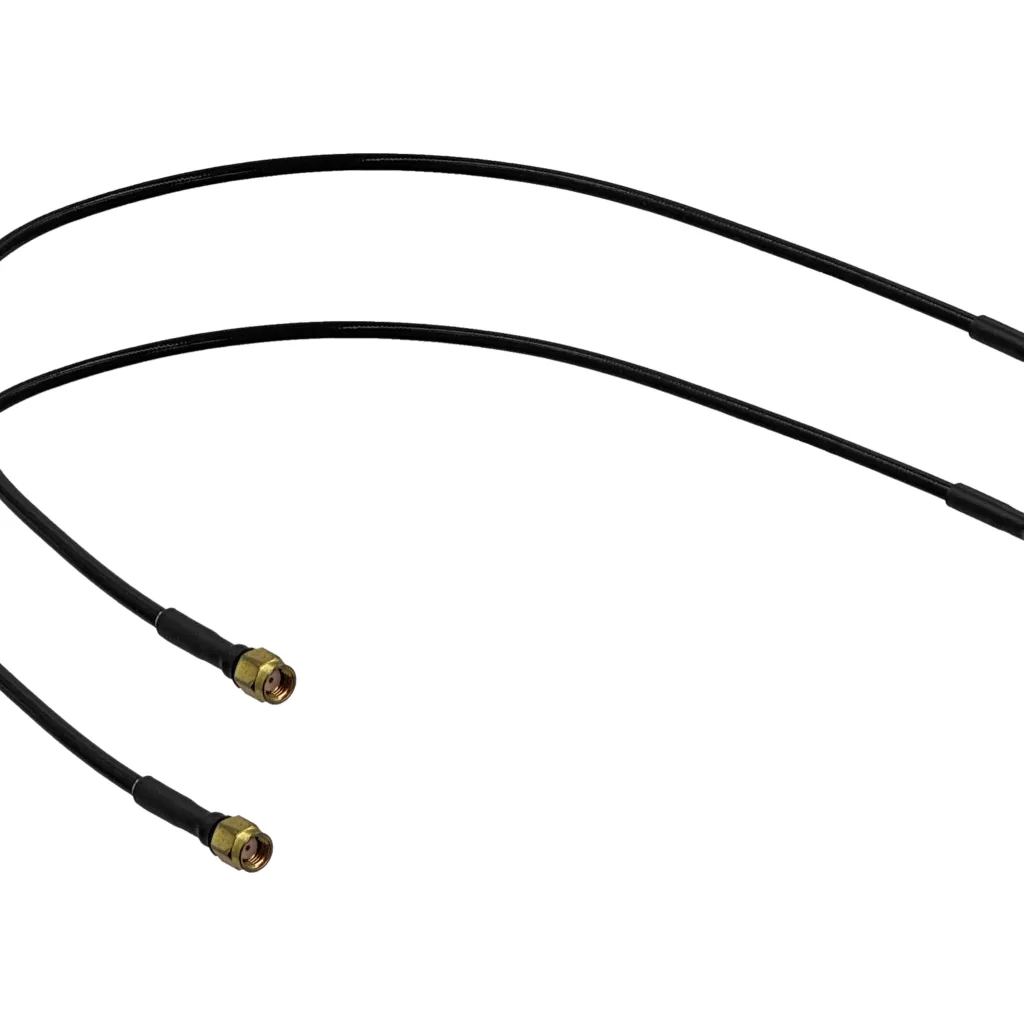 Imagen 2 de 50cm RPSMA-Macho RPSMA-M SM141 2-Cables Coaxiales Negros Rigidos 0,5mt